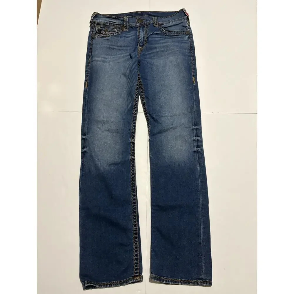 True Religion Ricky Relaxed Straight Jeans Men’s 32 Blue Flap Pocket